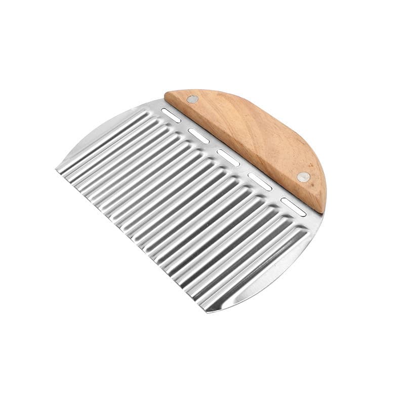 Cross-border Wood Handle Dough Cutter Flour Cutter Scaled Crinkle Cut Potato Cutter Waffle Fry Slicer Corrugated French Fry Cutter