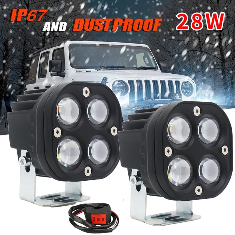 Clover Motorcycle LED Spot Light 4-Eye Front Light Waterproof Electric Vehicle Spot Light Modified Front Light