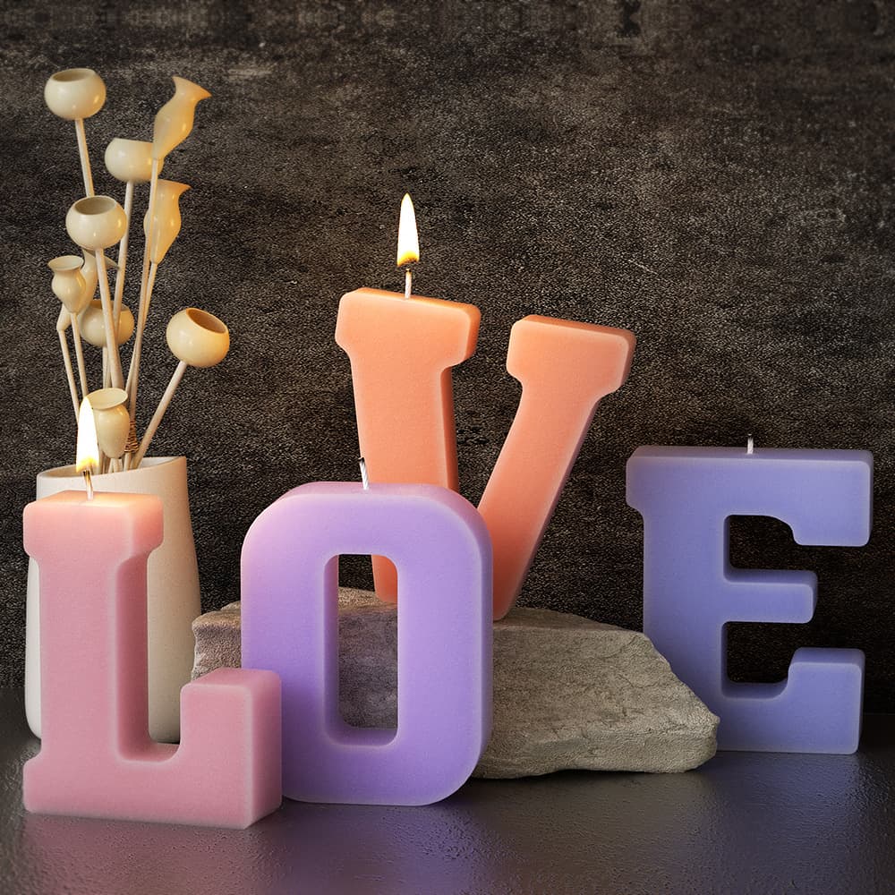 LOVE Large Letter Candle Mold 26 Letters Crystal Drip Glue DIY Uppercase English ABCD & Mirror Silicone Mold