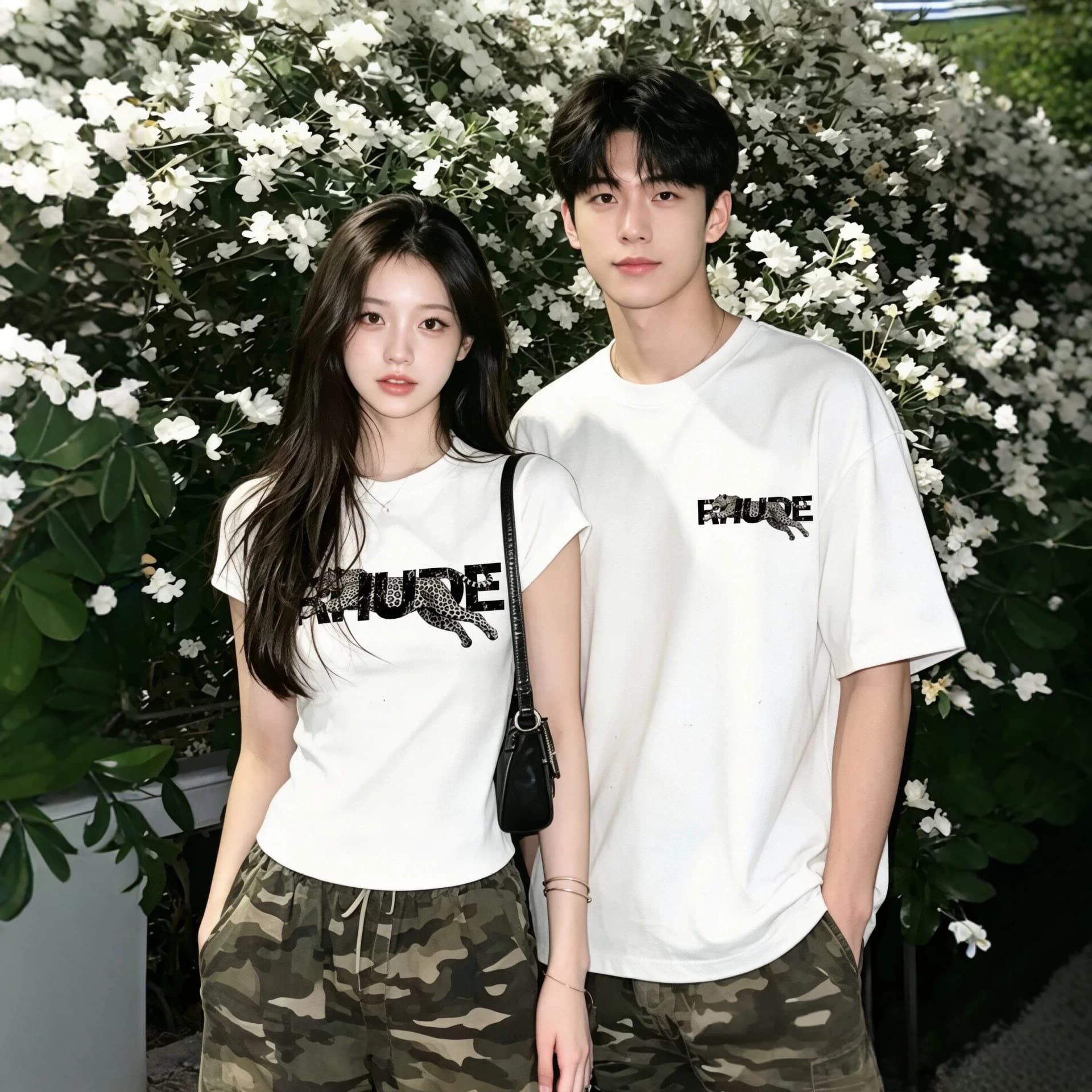 Couple Wear Pure Cotton Short-Sleeved T-Shirt Summer Oversize Niche Design Men's and Women's Tops Student Trendy Class Uniforms