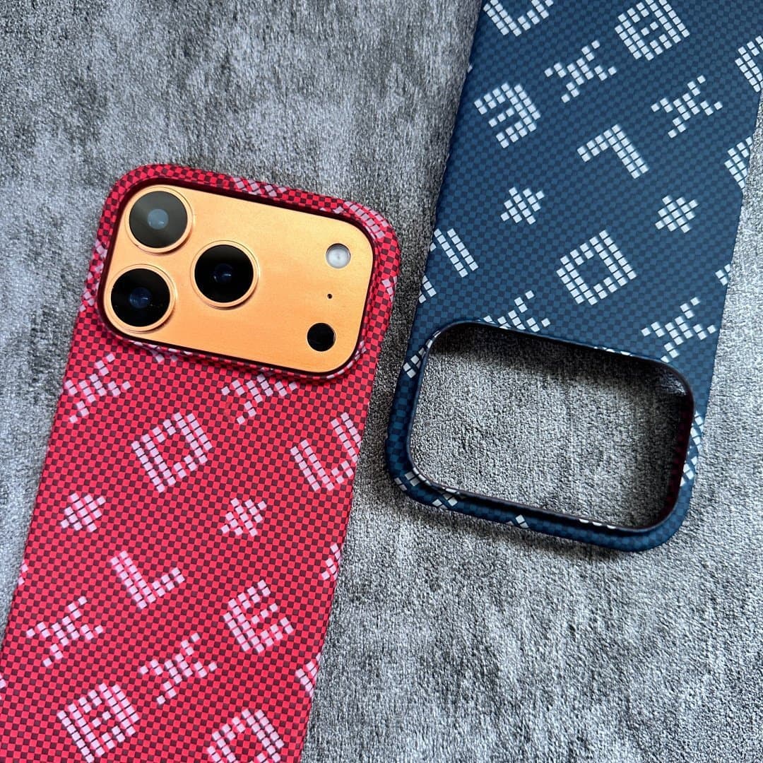 Cross-border Compatible with iPhone 17 Pro Max Kevlar Checkered Letter Magnetic Phone Case Apple 16 Half-Pack Ultra-Thin