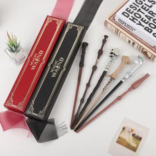 Harry Potter Magic Wand Hermione Wand with Large Gold Ribbon Box and Character Card