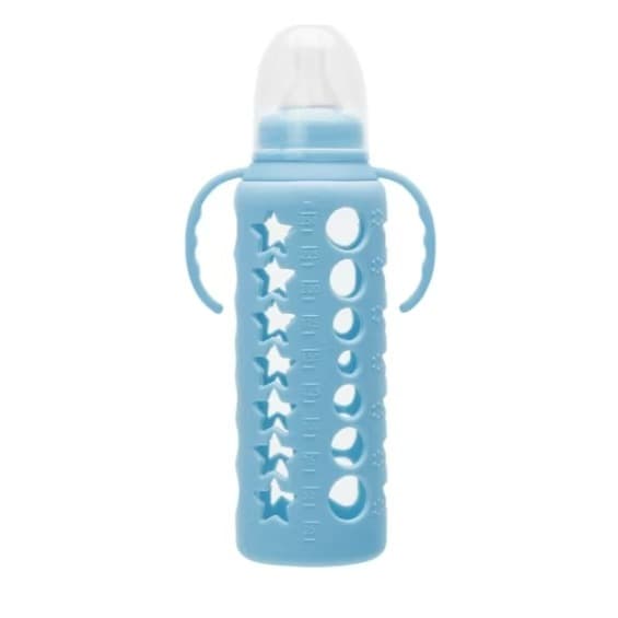 Newborn anti-drop baby glass bottle 60ml 120ml 240ml with handle silicone sleeve bottle