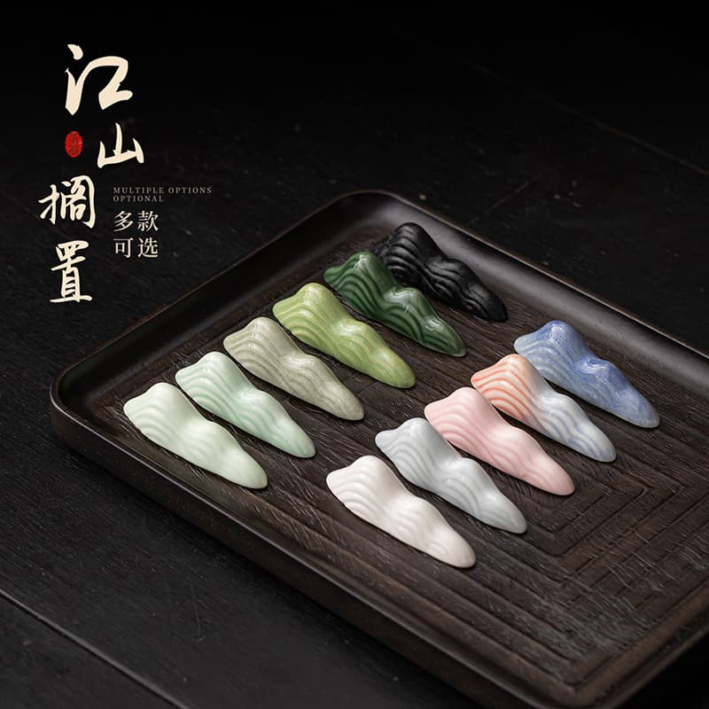 Jiangshan Shelving Ceramic Yamagata Lake Stone Pen Holder Tea Needle Holder Tea Spoon Holder Chinese Brush Placement Rack Tea Ceremony Accessories
