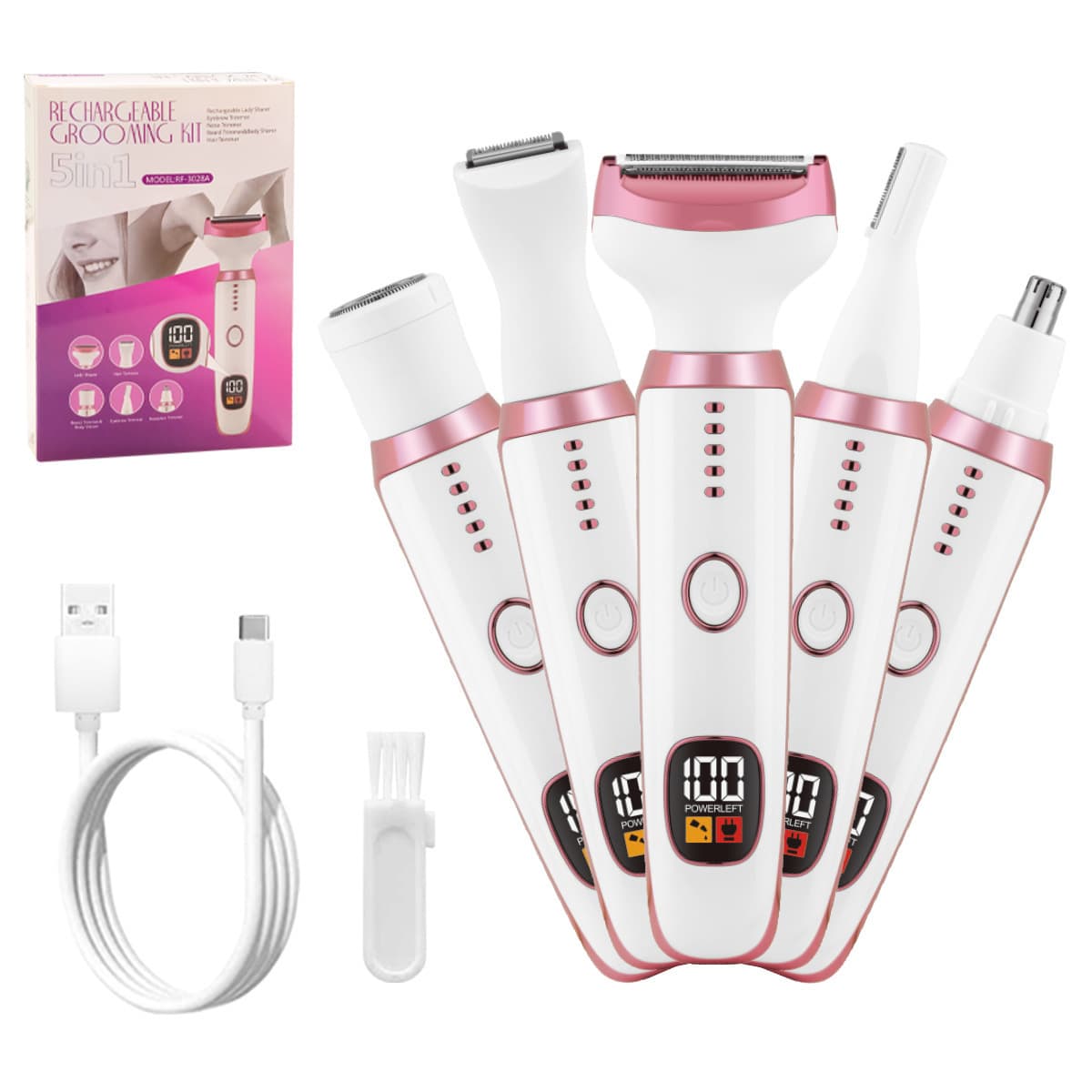 Multifunctional Trimmer Electric Hair Clipper Shaver 5-in-1 Digital Display Women's Body Bikini Hair Trimmer