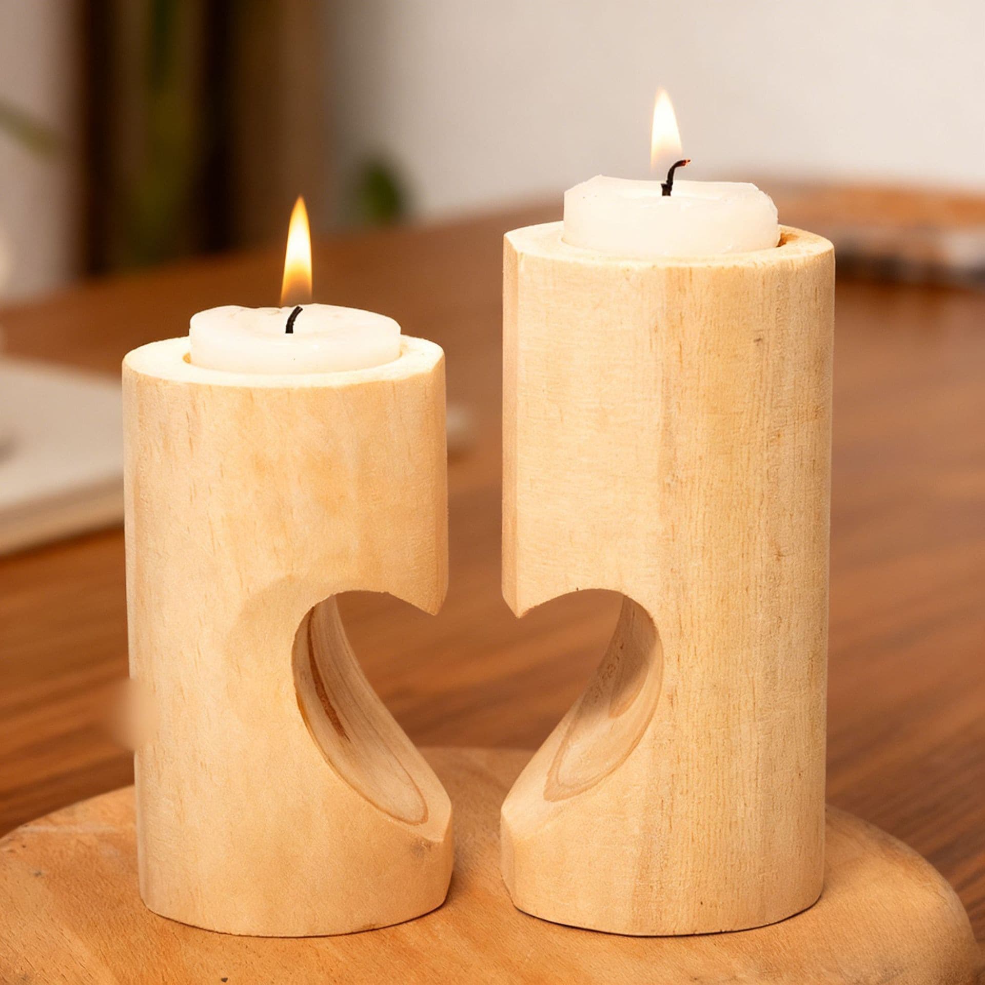 Creative Heart-Shaped Wooden Candle Holder for Home Party Romantic Decoration Valentine's Day Table Centerpiece