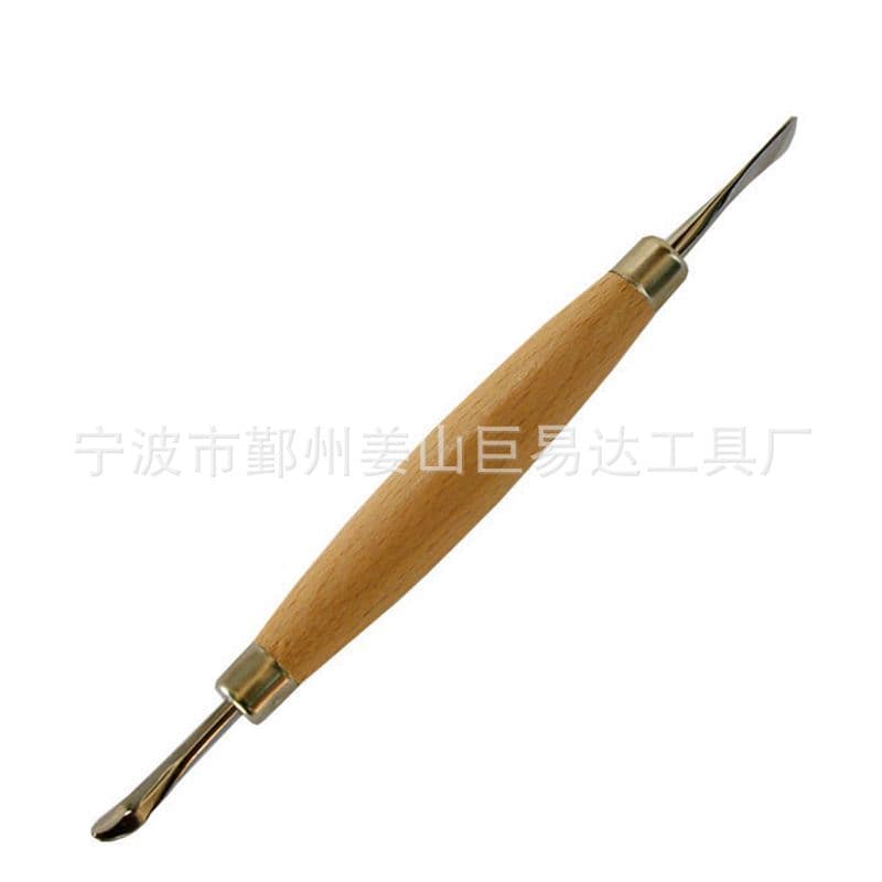 DIY Handmade Leather Craft Sculpting Tool Wooden Handle Knife-Shaped Spoon-Shaped Press Burnisher Creaser Scorer Shaper