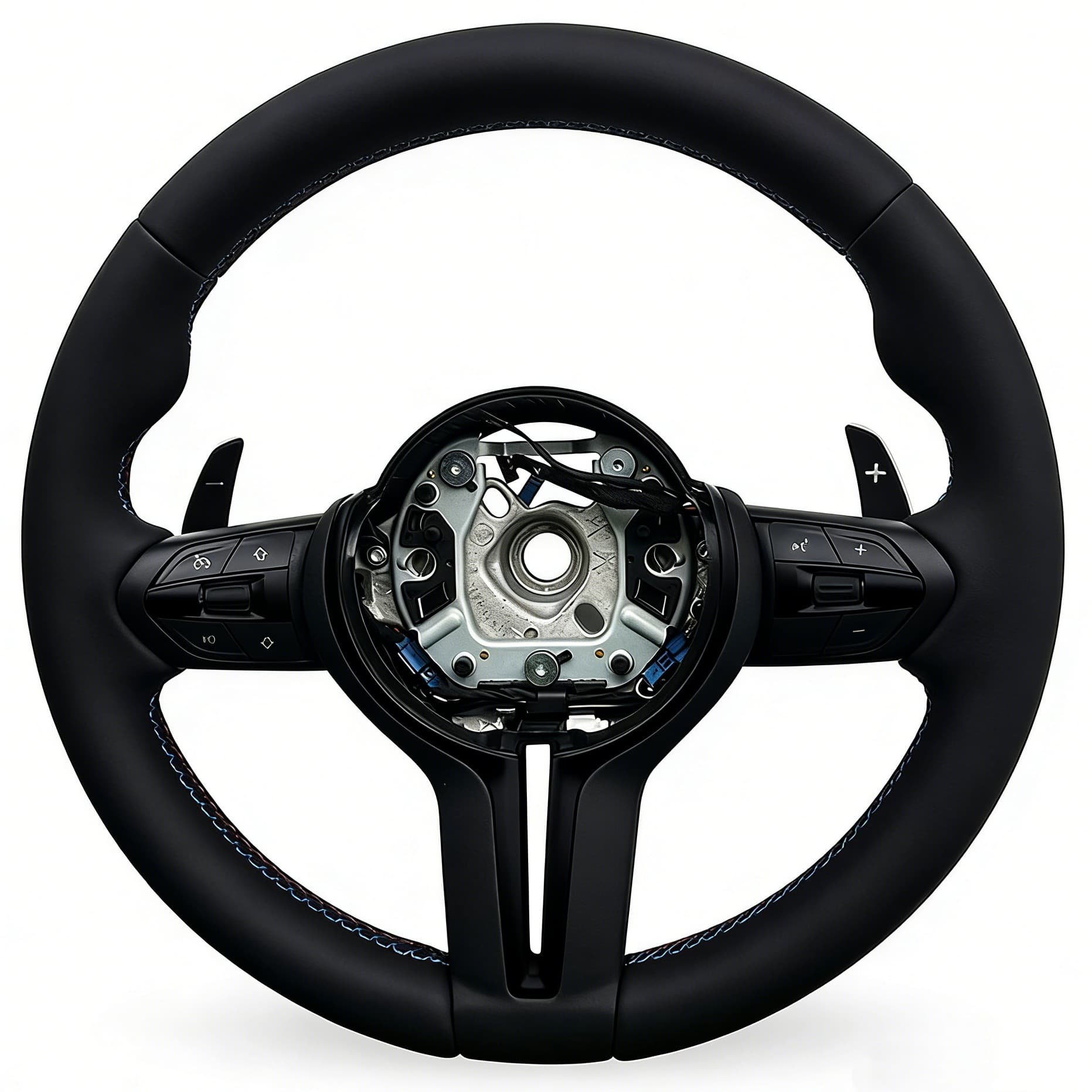 Genuine Leather Steering Wheel Assembly Compatible with BMW 1 2 3 4 5 6 7 Series X3 X5 X6 E70 E90 F10 F30