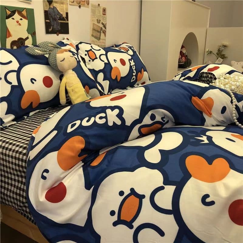 Single Duvet Cover 150x200x230 Duvet Cover Pillowcase Student Dormitory Single Cartoon Home Use Double Pure Washed Cotton