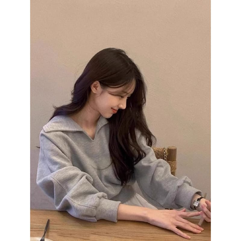 Thin Long Sleeve Polo Collar Composite Hoodie Women's Customized T-shirt Autumn New Style Cross-Border Fashionable Cotton