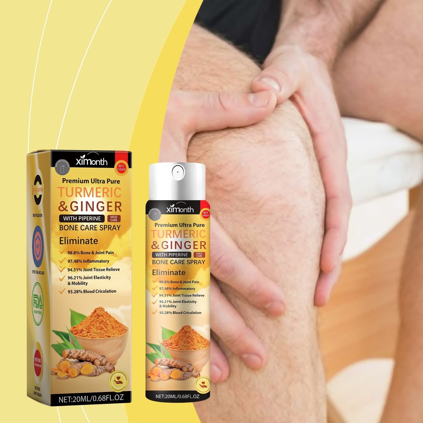 Ximonth Turmeric Joint Care Spray - Body Massage Care Moisturizing Joint External Care Spray