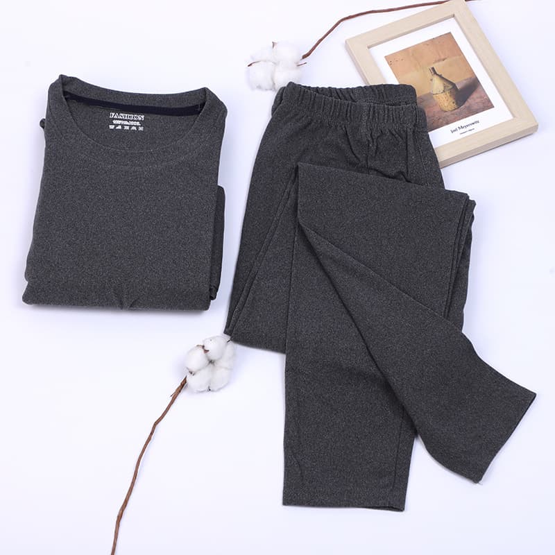 Men's German velvet autumn clothes and autumn trousers cationic thermal underwear base brushed thickening suit loose and warm can be worn outside