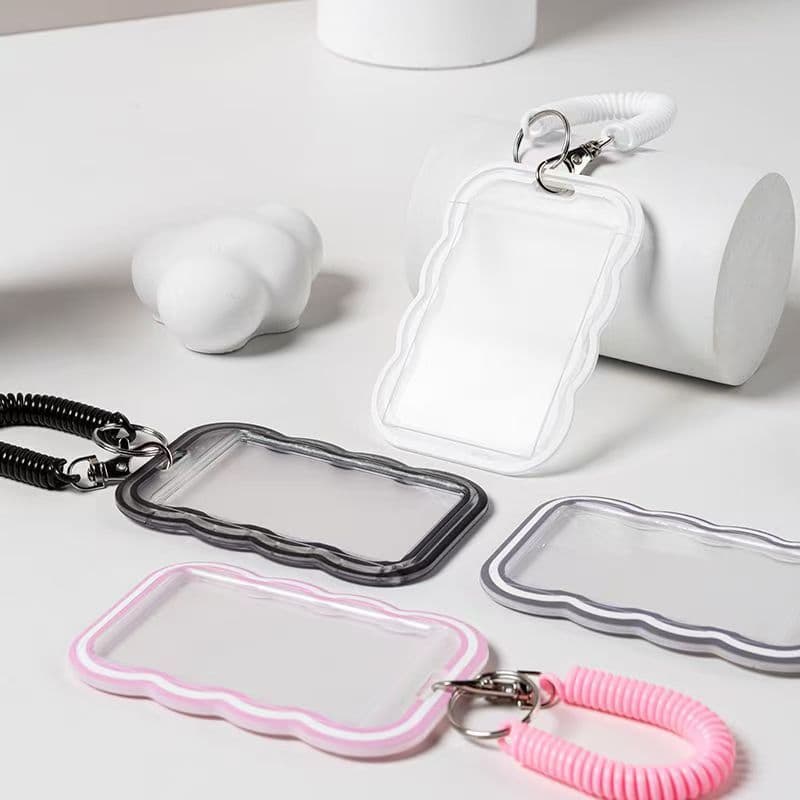 Wave Pattern Card Holder Wholesale Student ID Sleeve Soft Silicone ID Badge Access Card Protector Cute Cartoon Wave