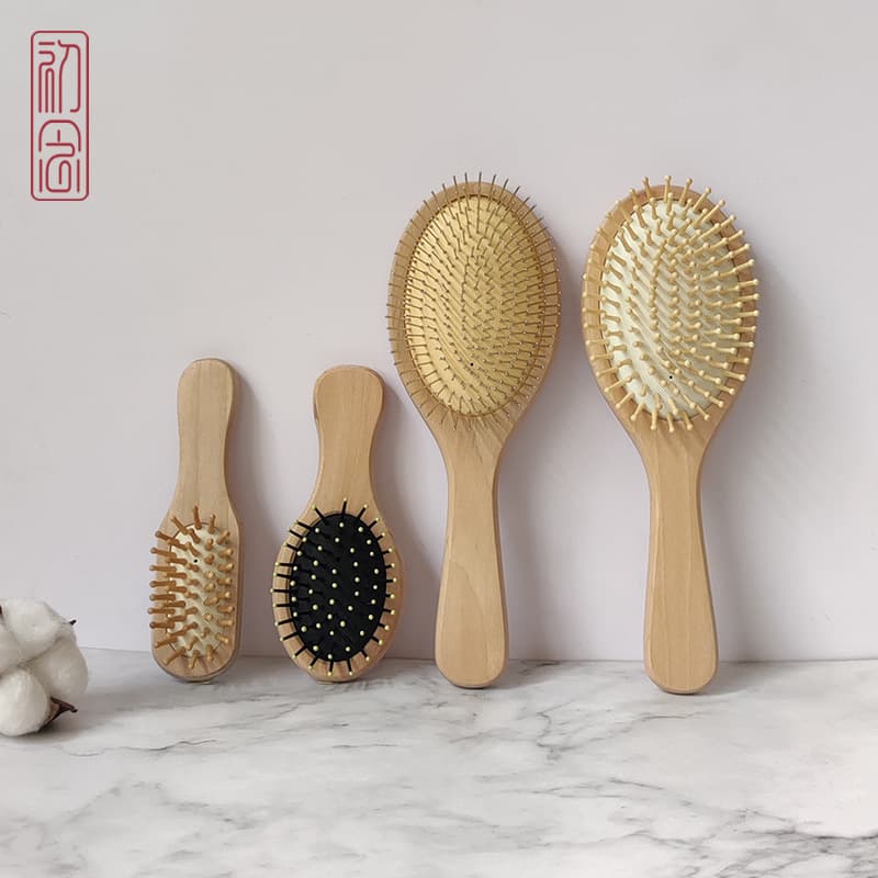 Lotus Wood Massage Hair Smoothing Comb Portable Massage Cushion with Logo Air Cushion Hair Smoothing Comb Factory Wholesale