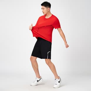 Summer Men's Plus Size Ice Silk Thin Short Sleeve Shorts Two-Piece Set Trendy Casual T-Shirt Matching Outfit 68