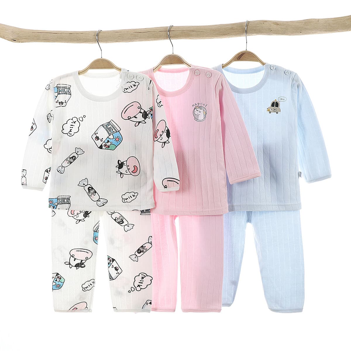 Children's Cotton Seamless Bodysuit Set, Thermal Long Johns for Boys and Girls, Pajamas, Homewear