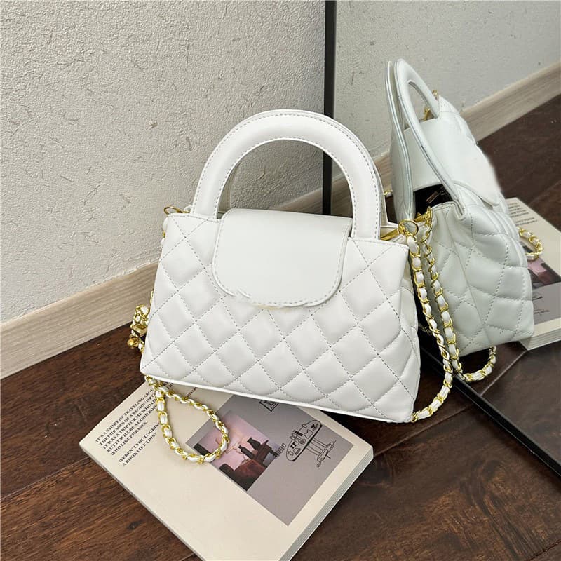 Luxury Trendy Chanel-Style Women's Kelly Versatile Textured Shoulder Bag, Crossbody Chain Handheld Small Tote