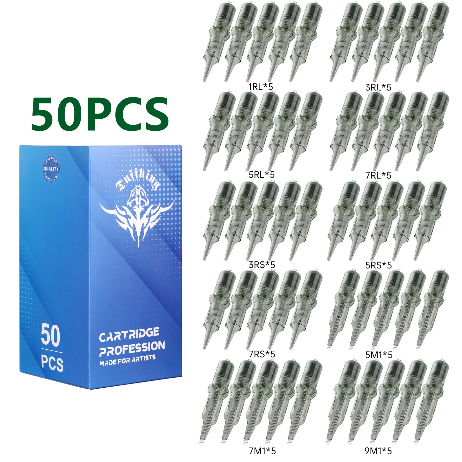 Cross-border tattoo all-in-one disposable tattoo needle green jade tattoo needle tattoo hair tattoo embroidery needle tattoo equipment