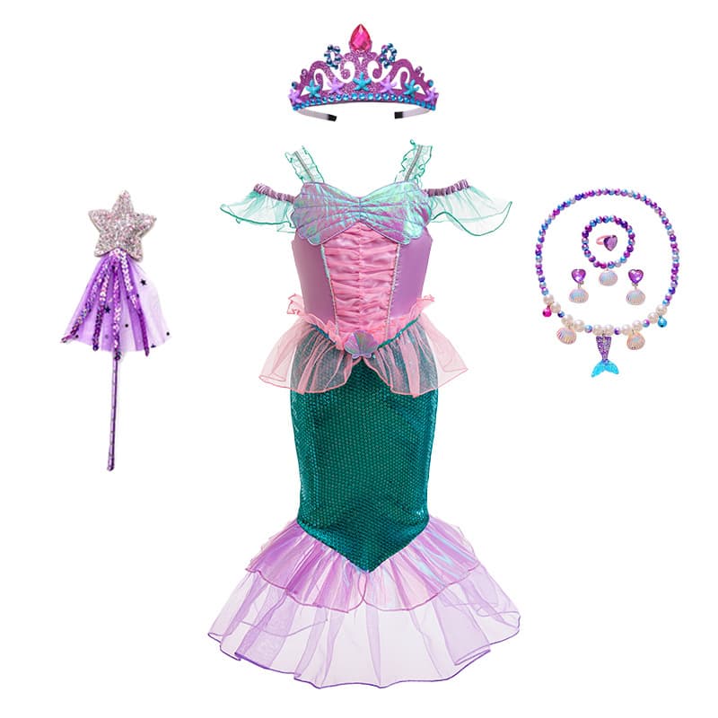 Mermaid Dress Blue-Purple Little Mermaid Ariel Fishtail Skirt Gown Cosplay Dress