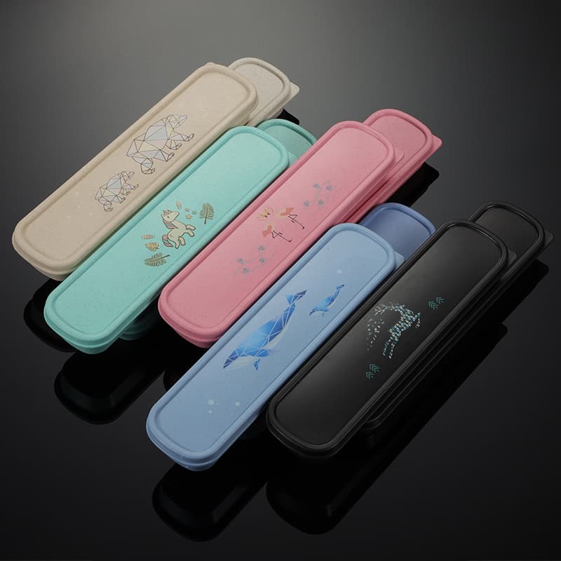 Concave lid box wheat element portable case, multi-size cutlery box, gift travel pull-out flip-top printed stationery box