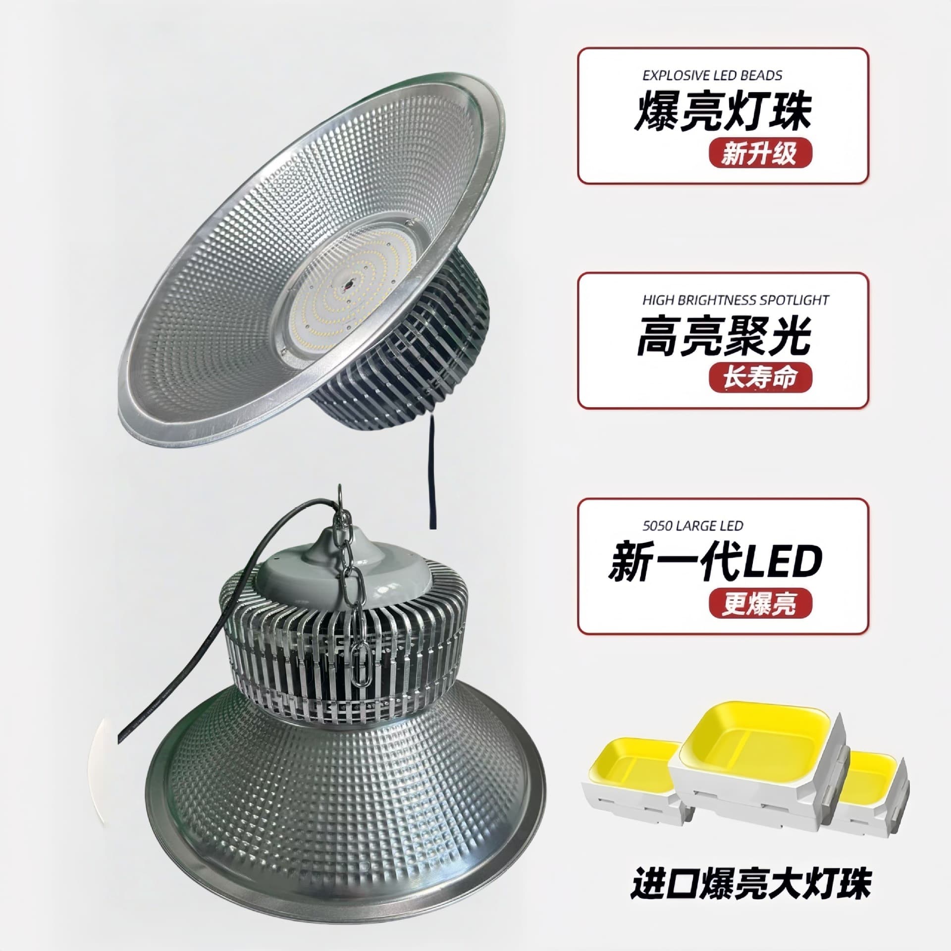 Industrial-grade LED Fin High Bay Light Ultra Bright Factory Light Warehouse Light Stadium Light Factory Direct Supply