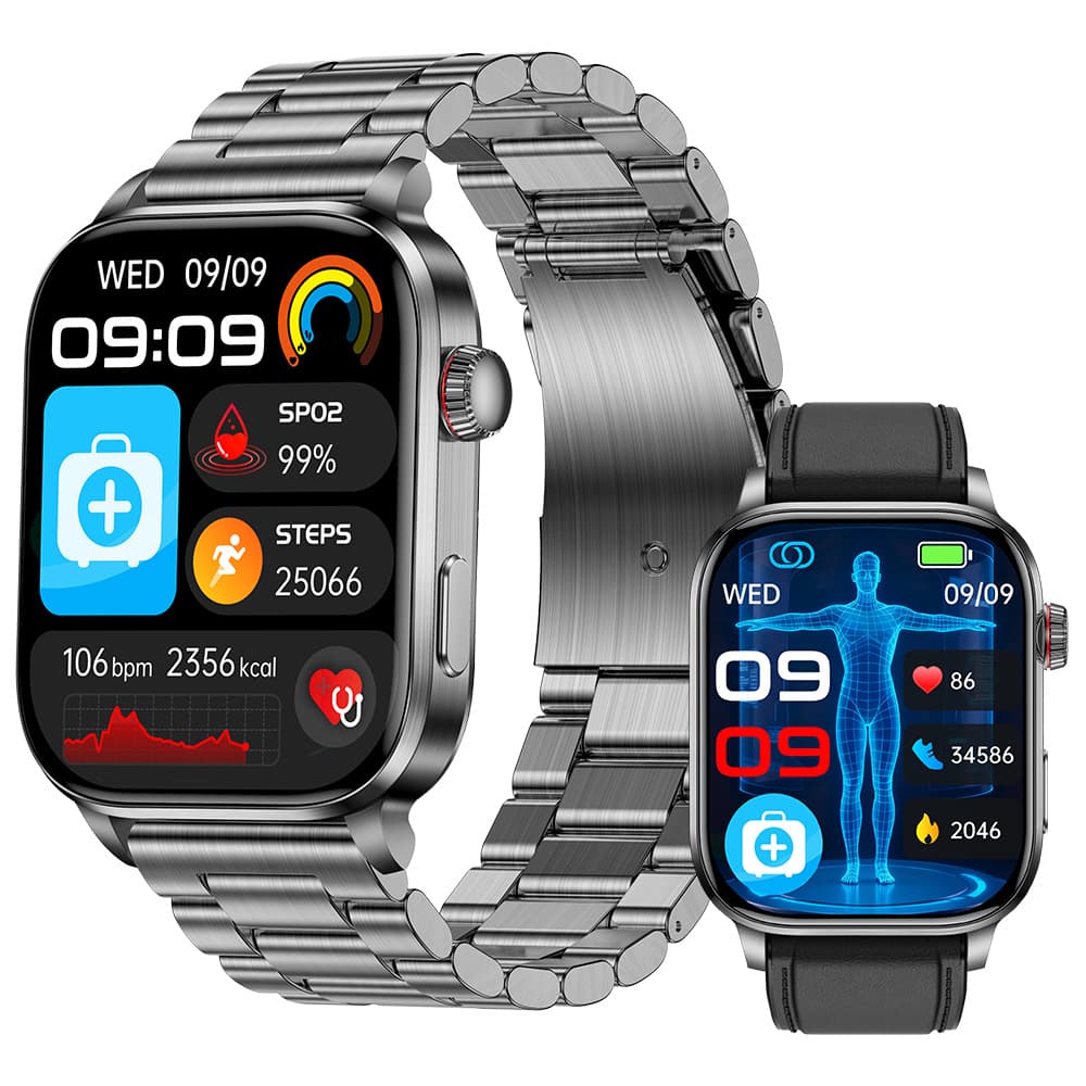 New F300 Laser Therapy Blood Pressure Blood Sugar Urine Lipid Health Monitoring AMOLED Screen Sports Pedometer Smart Watch