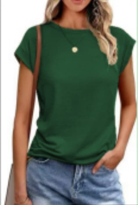 Amazon 2026 Women's Vest Summer Cross-border Crew Neck Short Sleeve T-shirt Solid Color Cap Sleeve Export Women's