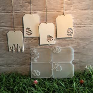 X1444 Easter Rectangular Hanging Sign Decoration Cement Plaster Mold DIY Silicone Mold