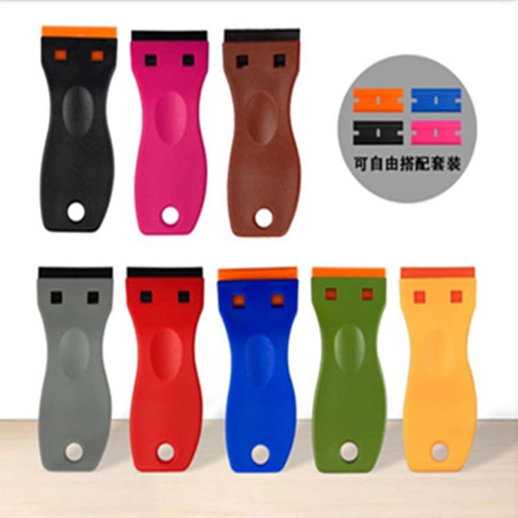 Multi-functional double-headed small scraper for cleaning, adhesive removal, car window tinting, and stain removal (extended length).
