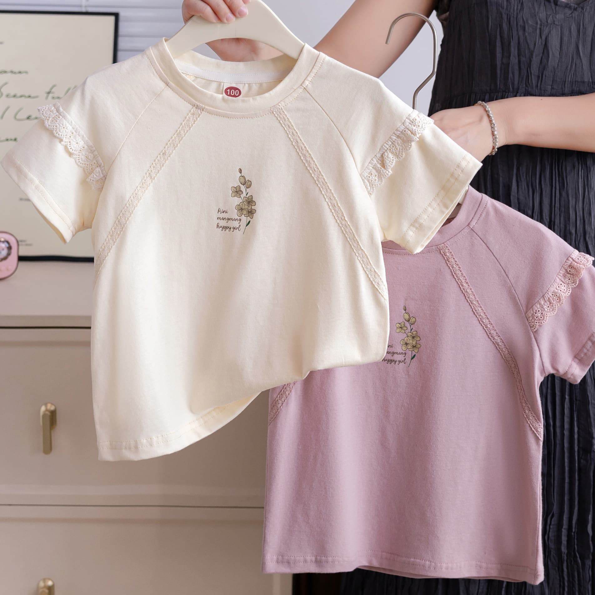 Girls Summer Short Sleeve T-Shirt 2026 New Children Korean Style Top Loose Thin Medium Big Girl Kids Clothing