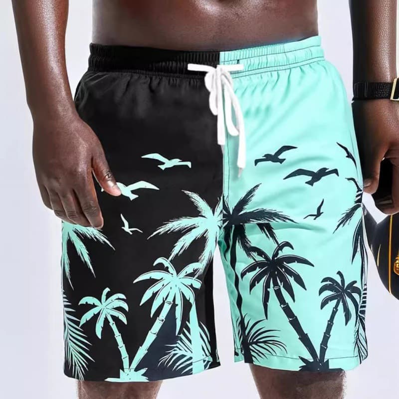2024 European and American Loose Beach Shorts Summer Surf Shorts 3D Print Smoke Pattern Trendy Men's Shorts