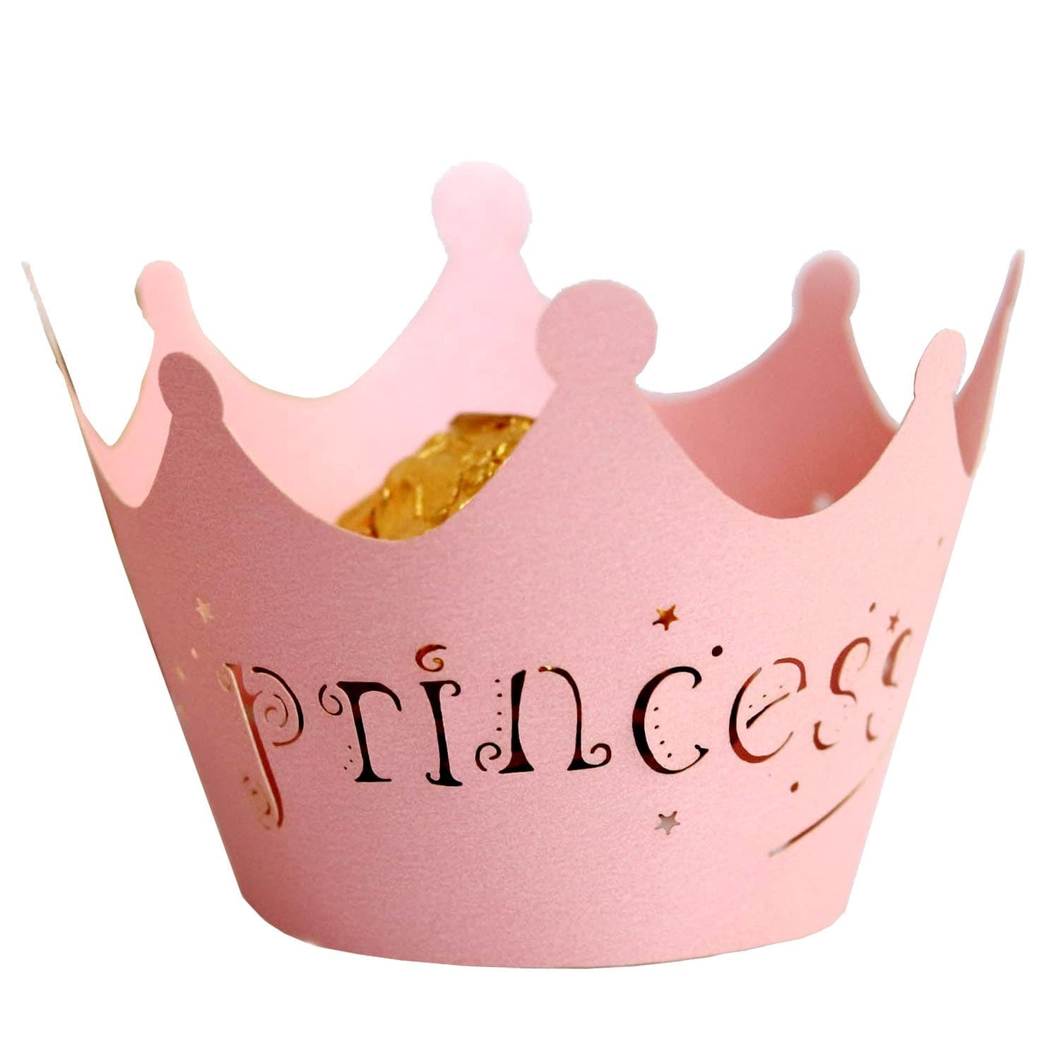 Amazon Cake Paper Wrap Cup Laser Cutout Paper Holder Pink Lace Princess Crown Wholesale In-Stock