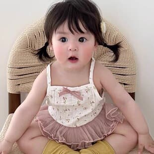 Girls' Summer Thin Baby Bodysuit Korean Style Halter Triangle Diaper Cover Short Romper Small Month Baby Clothes