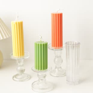 Connected Round Thick Tooth Rack Cylindrical Scented Candle DIY Plastic PC Mold, Geometric Scented Candle Mold