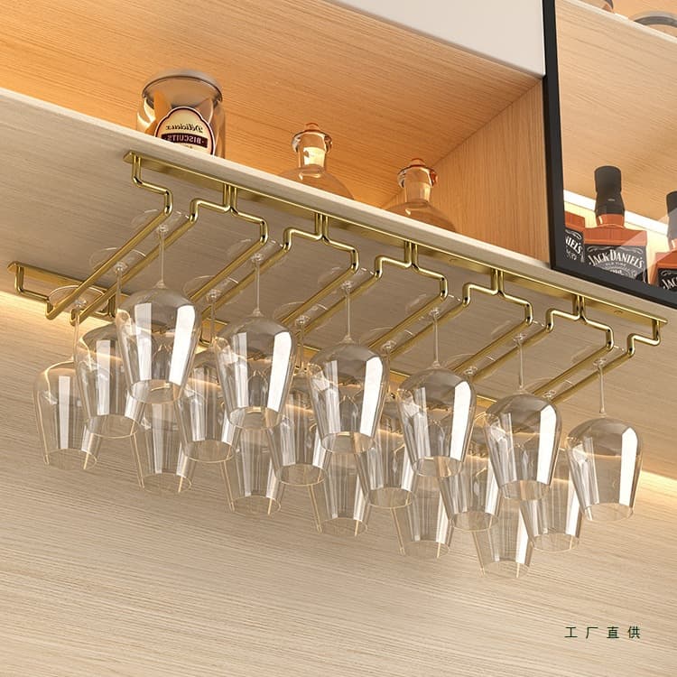 Stainless steel red wine glass rack hanging wine cabinet wine glass rack upside down household wine glass placement rack storage rack goblet rack