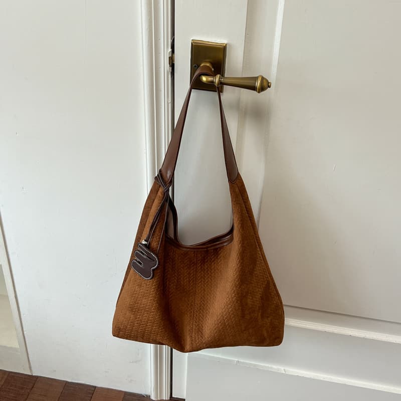 Bucket Bag Soft PU Leather Diamond Quilted Shoulder Crossbody Bag Stylish Handbag Luxury Contrast Color Retro Commuter Bag