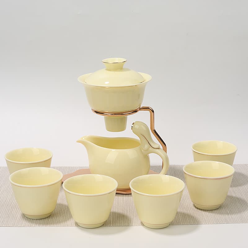 Lazy Magnetic Ceramic Tea Set for Home Living Room Office with Magnetic Auto-Filter Teapot Cups Lid Cloud
