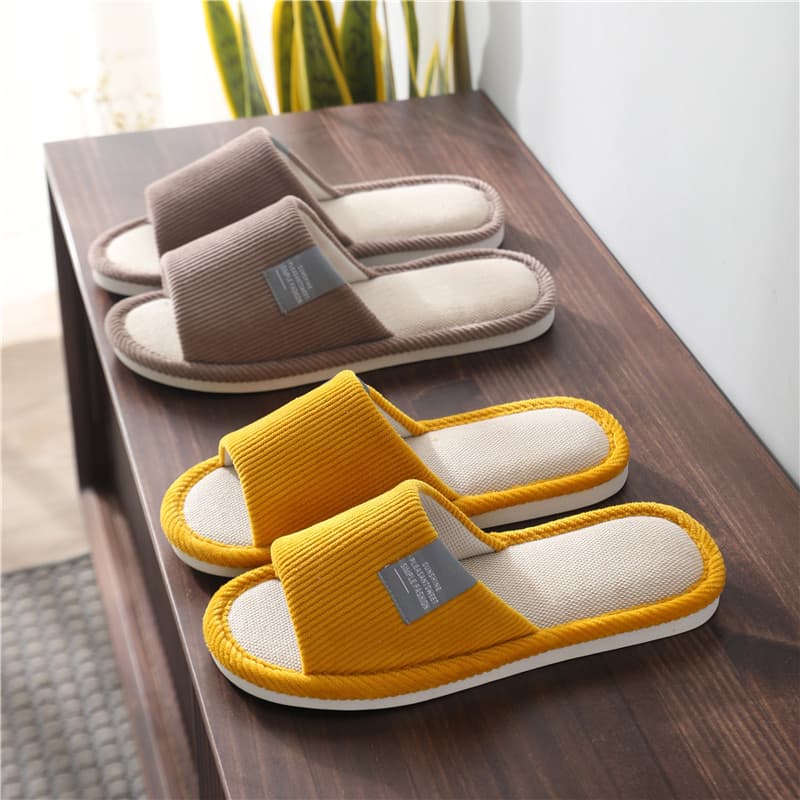Cotton Linen Slippers Women's Home Comfortable Autumn Winter Anti-Slip Absorbent Floor Slippers for Couples Men's Wholesale