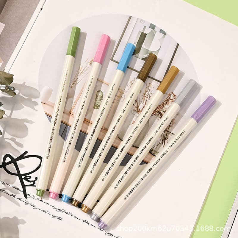 Pearl 12-Color Paint Pen Metallic Marker Color Soft Brush Pen DIY Photo Album Metal Color Pen