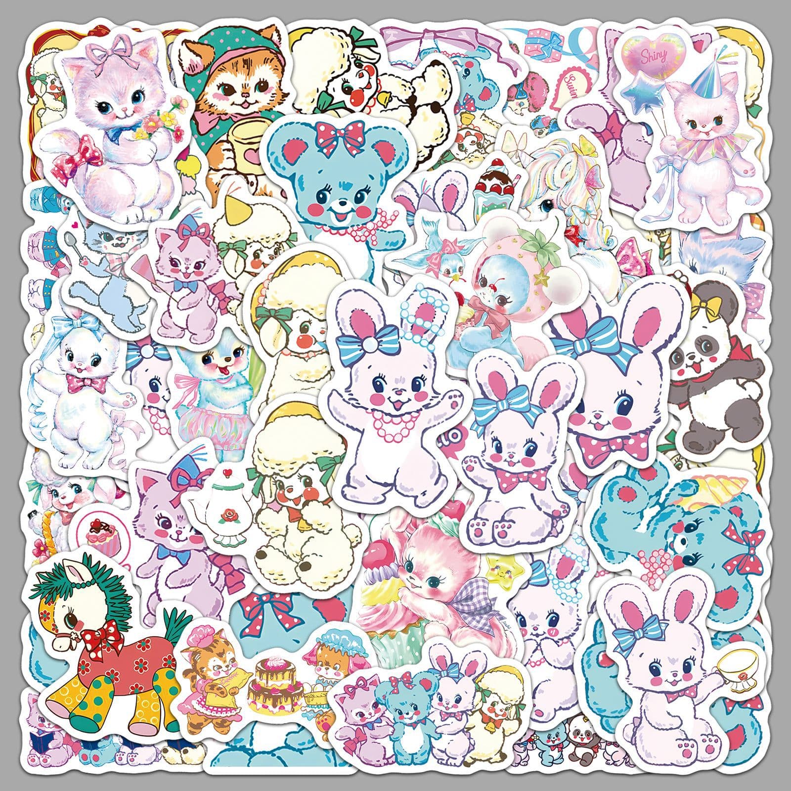 50 Swimmer Stickers Cute Pet Cartoon Animals Showa Retro Cute Little Panda DIY Decorative Stickers