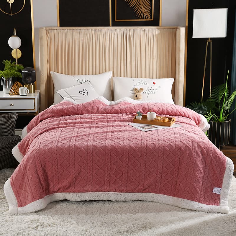 Thickened Taffy Fleece Blanket Lamb Fleece Sofa Throw Jacquard Leisure Blanket Office Nap Dormitory Cover Machine Washable