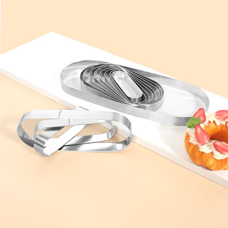 In Stock 304 Stainless Steel Hole-Free Oval Tart Rings, Solid French Fruit Tart Rings, Mousse, Egg Tart Shell Molds