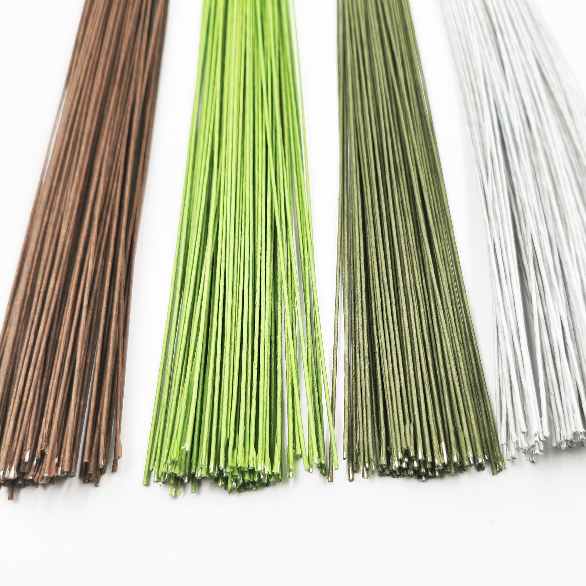 Factory wholesale paper-wrapped floral wire 40cm, 30-gauge, 26-gauge green flower stems for handmade DIY artificial flower materials