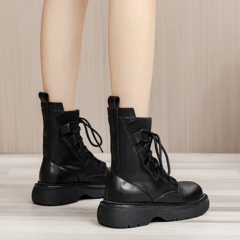 Martin Boots for Women 2026 Autumn and Winter Short Boots Ins Thick-Soled Single Boots Women's Genuine Leather with Added Fleece New Autumn and Winter Models