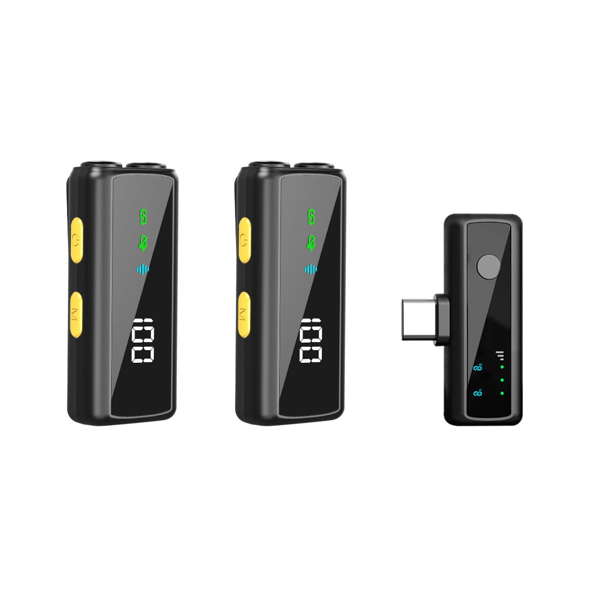 S12 Wireless Lavalier Microphone with Dual Mic Capsules, Battery Percentage Display, Three-Level Noise Reduction, Clip-On