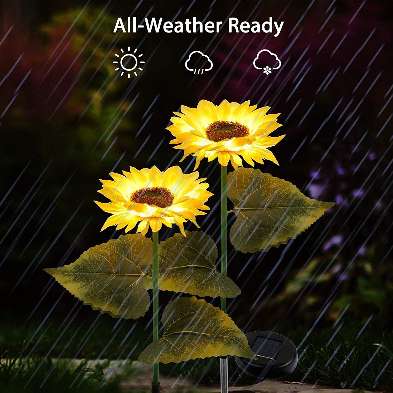 LED Solar Single-Head Three-Head Sunflower Ground Plug Light Outdoor Landscape Ambience Decorative Light Solar Flower String Lights
