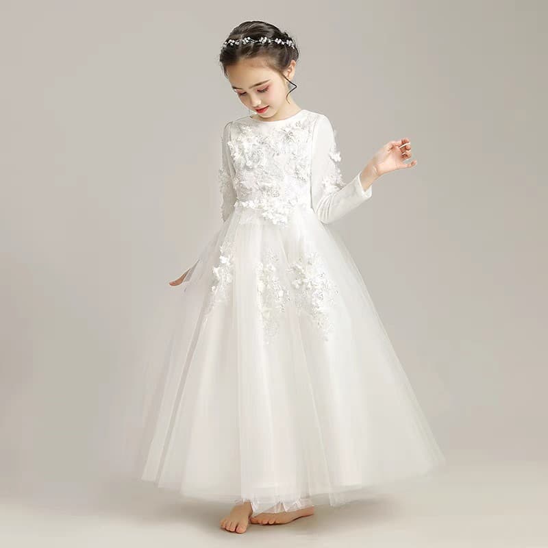 Children's Evening Dress Kids Flower Girl Princess Dress Puffy Tulle Runway Stylish High-End Girls Piano Performance Outfit Fall Winter