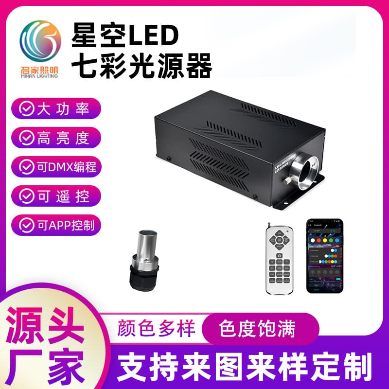 30W Silent LED Fiber Optic Generator with Starry Sky Light Source, Programmable Bedroom Ceiling Custom Pattern with Starry Sky Design