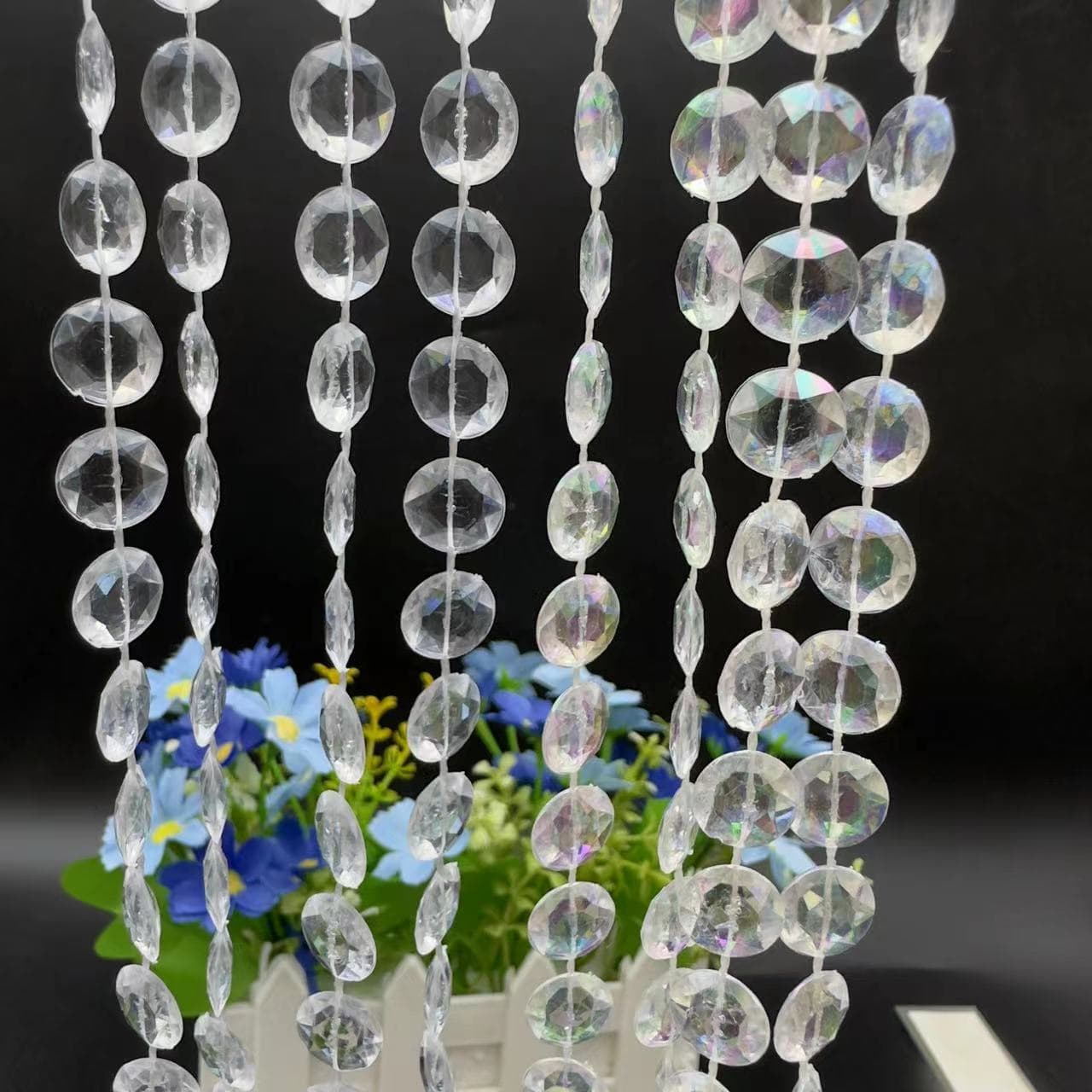 New acrylic crystal bead curtain connected chains for wedding aisle markers, stage setup, Christmas tree decoration, octagonal props.