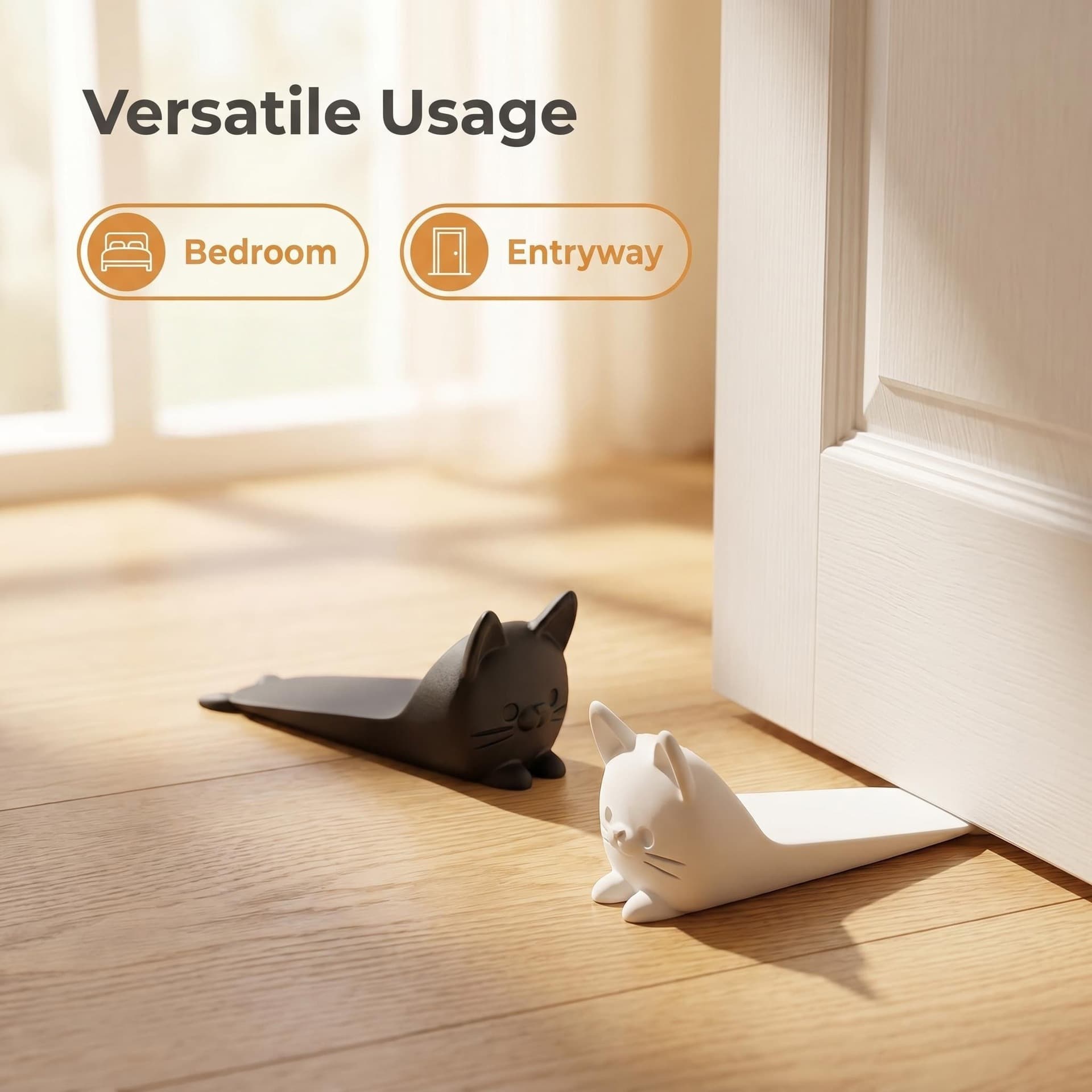 Cartoon Cat Shape Anti-Slip Door Stopper Durable Plastic Floor Protector Pad Prevents Door from Scratching Floor Home Decoration